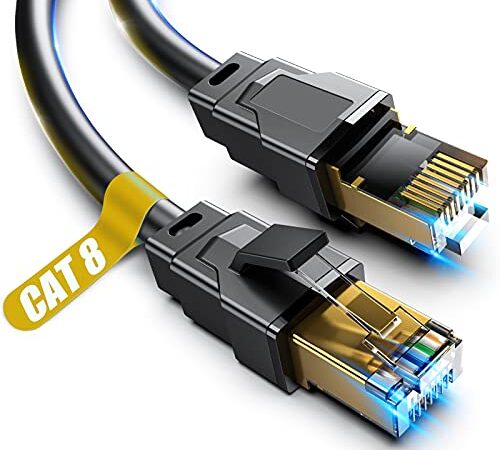 Akake 0,5 m-30 m, robustes High-Speed-Internet-Netzwerkkabel, professionelles LAN-Kabel, abgeschirmtes Kabel, für Innen- und Außenbereich(0.5M) Schwarz 0.5M-CAT8