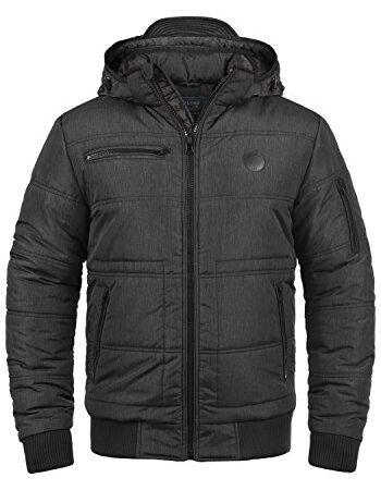 Blend Boris Herren Winter Jacke Steppjacke Winterjacke gefüttert mit Stehkragen und Abnehmbarer Gefütterter Kapuze, Größe:XL, Farbe:Black (70155)