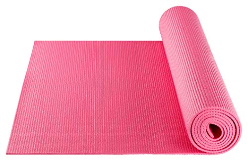 BODYMATE Yogamatte Universal Fuchsia-Pink - Größe 183x61cm – Dicke 5mm – Schadstoffgeprüft frei von Phthalaten, BPA, Schwermetallen – Trainings-Matte für Fitness, Yoga, Pilates, Functional