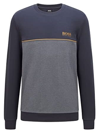 BOSS Herren Pullover Longsleeve Loungewear Rundhalsshirt Tracksuit Sweatshirt, Farbe:Blau, Größe:M, Artikel:-403 Dark Blue