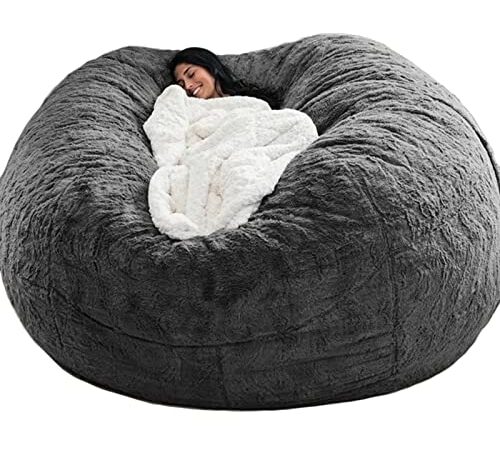 GXSDYYDS Sitzsack, Bean Bag, XXL-Sitzsäcke Flauschig kuschelig Sitzsack Stuhlbezug für Erwachsene（ohne Füllung） Waschbar 150*75cm Dunkelgrau