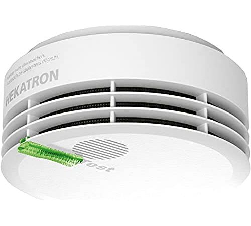 Hekatron Rauchmelder Genius Plus Edition 2021 – 10 Jahre Batterie – Testsieger Stiftung Warentest – inkl. 1 x Klebepad – App-unterstützt – Rauchwarnmelder – mehrsprachig, Amazon Exclusive - 1 Stück