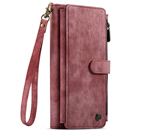 Lavender1 Handyhülle für Samsung Galaxy A50 Hülle Handytasche Premium PU Leder Reißverschluss Schutzhülle mit Samsung A50 Lederhülle Standfunktion Kartenfach Klapphülle für Galaxy A50 (Rot,A50)