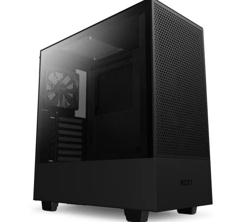 NZXT H510 Flow - CA-H52FB-01 - Kompaktes ATX Mid-Tower PC Gaming Gehäuse - Airflow Mesh Front - Seitenteil aus gehärtetem Glas - Wasserkühlung ready - Schwarz