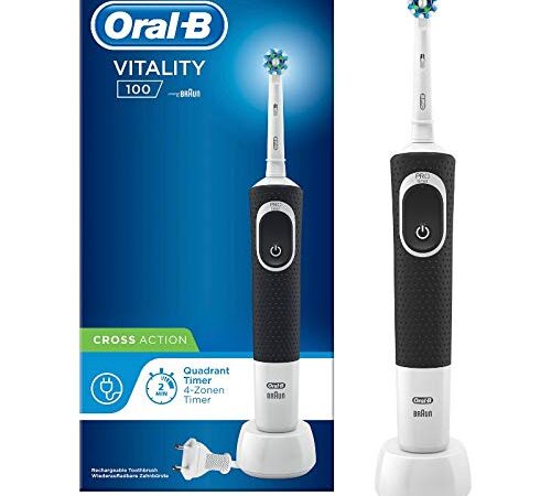 Oral-B Vitality 100 Elektrische Zahnbürste/Electric Toothbrush, 1 Putzprogamm, Timer, 1 CrossAction Aufsteckbürste, Geschenk Mann/Frau, schwarz