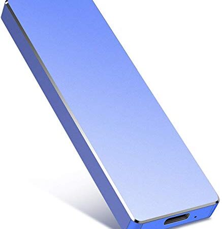 Portable SSD 2TB Professional External Solid State Drive Ultra-Slim USB 3.1 Type-C 2000GB Festplatte SSD kompatibel mit Desktop/Laptop/Mac (2TB, Blau)