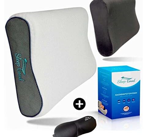 Sleep Good Nackenstützkissen-Inkl GRATIS Spannbezug-Ultra Ergonomisches Nackenkissen höhenverstellbar-Memory Foam Kissen-Orthopädisches Kissen