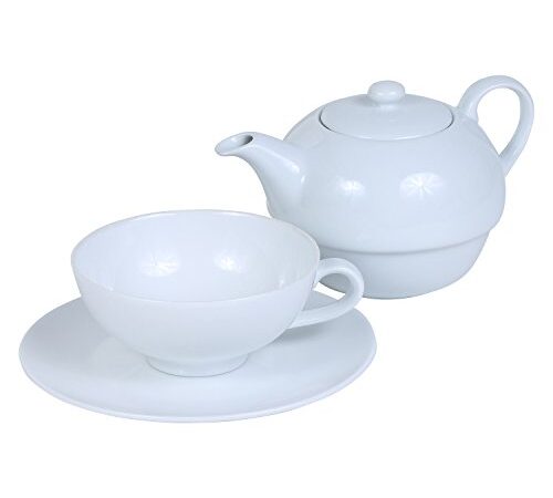 Teekanne - Teeservice Set aus Porzellan Tea for One - 3-teilig: Teeakanne, Tasse und Untertasse