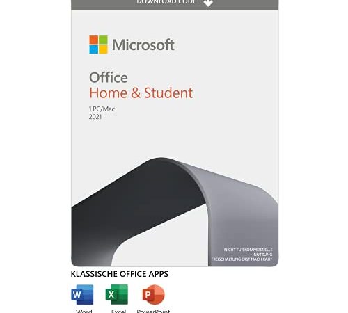 Microsoft Office 2021 | Home & Student | 1 Gerät | 1 Benutzer | PC/Mac | Aktivierungscode per Email